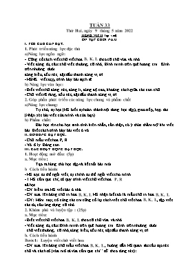 Kế hoạch bài dạy Lớp 1 - Tuần 33 - Năm học 2021-2022 - Phan Thị Nhương
