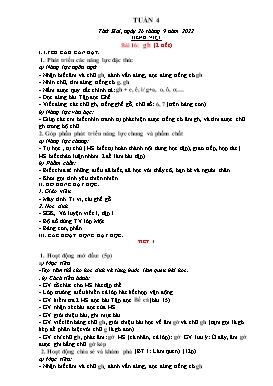 Kế hoạch bài dạy Lớp 1 - Tuần 4 - Năm học 2022-2023 - Nguyễn Thị Ngân