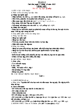 Kế hoạch bài dạy Lớp 1 - Tuần 5 - Năm học 2022-2023 - Nguyễn Thị Ngân