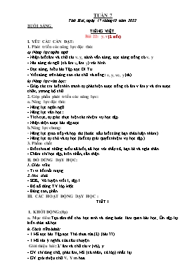 Kế hoạch bài dạy Lớp 1 - Tuần 7 - Năm học 2022-2023 - Nguyễn Thị Ngân