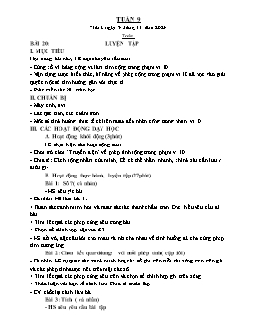 Kế hoạch bài dạy Lớp 1 - Tuần 9 - Năm học 2020-2021 - Phan Thị Kiều Ly