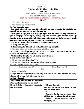 Kế hoạch bài dạy Lớp 2 - Tuần 11 - Năm học 2022-2023 - Nguyễn Thị Diệu Thúy