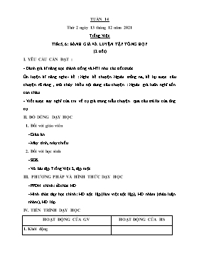 Kế hoạch bài dạy Lớp 2 - Tuần 14 - Năm học 2021-2022 - Trần Thị Trà Giang