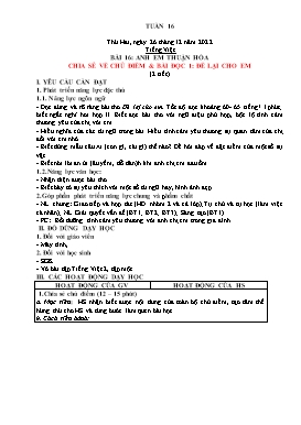 Kế hoạch bài dạy Lớp 2 - Tuần 16 - Năm học 2022-2023 - Nguyễn Thị Diệu Thúy