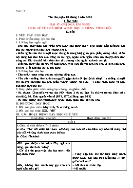 Kế hoạch bài dạy Lớp 2 - Tuần 17 - Năm học 2022-2023 - Nguyễn Thị Diệu Thúy