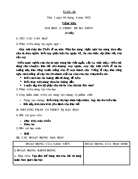 Kế hoạch bài dạy Lớp 2 - Tuần 18 - Năm học 2021-2022 - Trần Thị Trà Giang