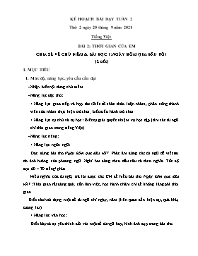 Kế hoạch bài dạy Lớp 2 - Tuần 2 - Năm học 2021-2022 - Trần Thị Trà Giang