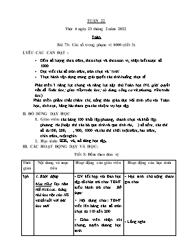 Kế hoạch bài dạy Lớp 2 - Tuần 22 - Năm học 2021-2022 - Trần Thị Trà Giang