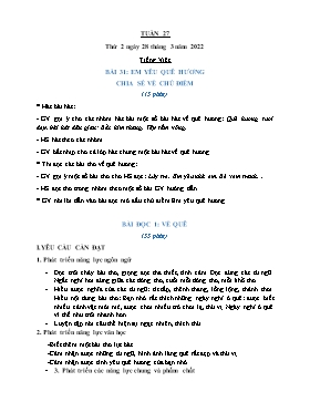 Kế hoạch bài dạy Lớp 2 - Tuần 27 - Năm học 2021-2022 - Trần Thị Trà Giang