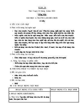 Kế hoạch bài dạy Lớp 2 - Tuần 29 - Năm học 2021-2022 - Trần Thị Trà Giang