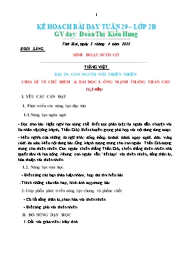 Kế hoạch bài dạy Lớp 2 - Tuần 29 - Năm học 2022-2023 - Đoàn Thị Kiều Hưng