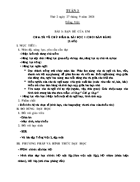 Kế hoạch bài dạy Lớp 2 - Tuần 3 - Năm học 2021-2022 - Trần Thị Trà Giang