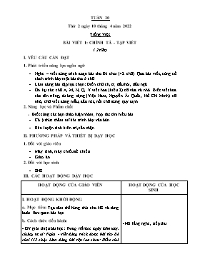Kế hoạch bài dạy Lớp 2 - Tuần 30 - Năm học 2021-2022 - Trần Thị Trà Giang