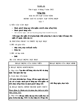 Kế hoạch bài dạy Lớp 2 - Tuần 32 - Năm học 2021-2022 - Trần Thị Trà Giang