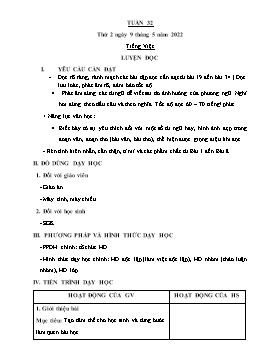 Kế hoạch bài dạy Lớp 2 - Tuần 33 - Năm học 2021-2022 - Trần Thị Trà Giang