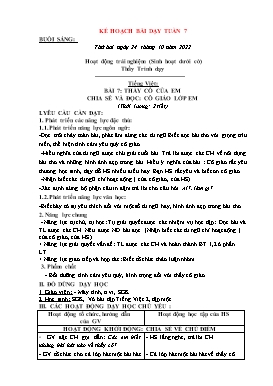 Kế hoạch bài dạy Lớp 2 - Tuần 7 - Năm học 2022-2023 - Đoàn Thị Kiều Hưng