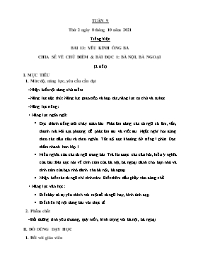 Kế hoạch bài dạy Lớp 2 - Tuần 9 - Năm học 2021-2022 - Trần Thị Trà Giang