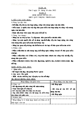Kế hoạch bài dạy Lớp 3 - Tuần 11 - Năm học 2022-2023 - Hồ Thị Anh Đào