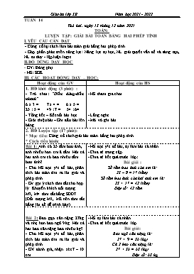 Kế hoạch bài dạy Lớp 3 - Tuần 14 - Năm học 2021-2022 - Đào Thị Hiền