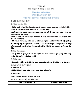 Kế hoạch bài dạy Lớp 3 - Tuần 15 - Năm học 2022-2023 - Hồ Thị Anh Đào