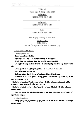 Kế hoạch bài dạy Lớp 3 - Tuần 18 - Năm học 2022-2023 - Hồ Thị Anh Đào