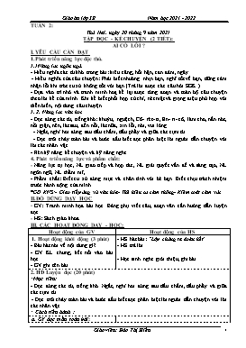 Kế hoạch bài dạy Lớp 3 - Tuần 2 - Năm học 2021-2022 - Đào Thị Hiền