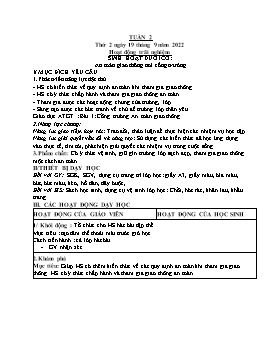 Kế hoạch bài dạy Lớp 3 - Tuần 2 - Năm học 2022-2023 - Hồ Thị Anh Đào