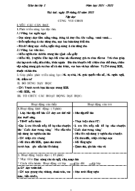Kế hoạch bài dạy Lớp 3 - Tuần 23 - Năm học 2021-2022 - Đào Thị Hiền