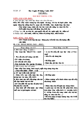 Kế hoạch bài dạy Lớp 3 - Tuần 27 - Năm học 2021-2022 - Đoàn Thị Kiều Hưng