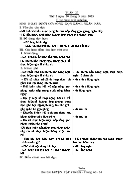 Kế hoạch bài dạy Lớp 3 - Tuần 27 - Năm học 2022-2023 - Hồ Thị Anh Đào
