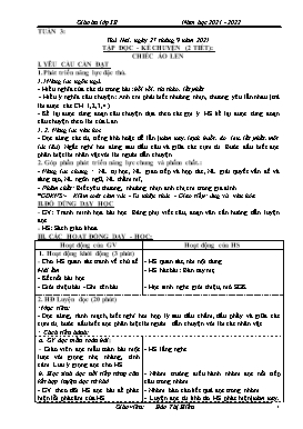 Kế hoạch bài dạy Lớp 3 - Tuần 3 - Năm học 2021-2022 - Đào Thị Hiền