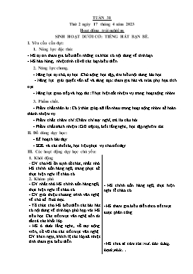 Kế hoạch bài dạy Lớp 3 - Tuần 31 - Năm học 2022-2023 - Hồ Thị Anh Đào