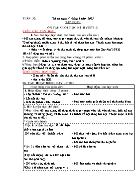 Kế hoạch bài dạy Lớp 3 - Tuần 32 - Năm học 2021-2022 - Đoàn Thị Kiều Hưng