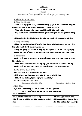 Kế hoạch bài dạy Lớp 3 - Tuần 33 - Năm học 2022-2023 - Hồ Thị Anh Đào