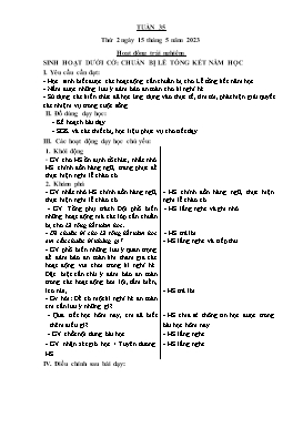 Kế hoạch bài dạy Lớp 3 - Tuần 35 - Năm học 2022-2023 - Hồ Thị Anh Đào