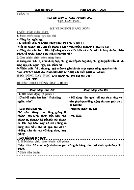 Kế hoạch bài dạy Lớp 3 - Tuần 7 - Năm học 2021-2022 - Đào Thị Hiền