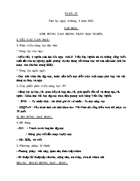 Kế hoạch bài dạy Lớp 4 - Tuần 17 - Năm học 2021-2022 - Nguyễn Thị Thanh Hoàn