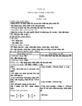 Kế hoạch bài dạy Lớp 4 - Tuần 21 - Năm học 2021-2022 - Nguyễn Thị Thanh Hoàn