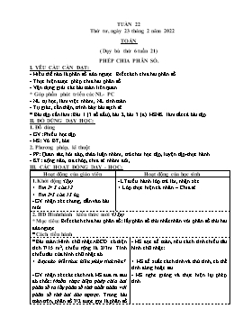 Kế hoạch bài dạy Lớp 4 - Tuần 22 - Năm học 2021-2022 - Nguyễn Thị Thanh Hoàn