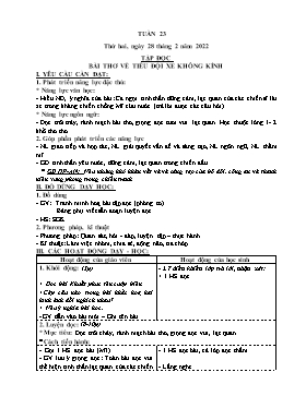 Kế hoạch bài dạy Lớp 4 - Tuần 23 - Năm học 2021-2022 - Nguyễn Thị Thanh Hoàn