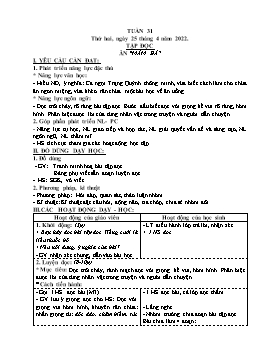Kế hoạch bài dạy Lớp 4 - Tuần 31 - Năm học 2021-2022 - Nguyễn Thị Thanh Hoàn