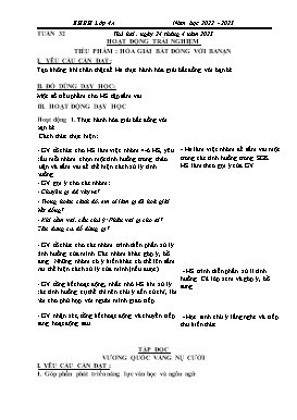 Kế hoạch bài dạy Lớp 4 - Tuần 32 - Năm học 2022-2023 - Đào Thị Hiền