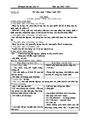 Kế hoạch bài dạy Lớp 4 - Tuần 33 - Năm học 2022-2023 - Đào Thị Hiền