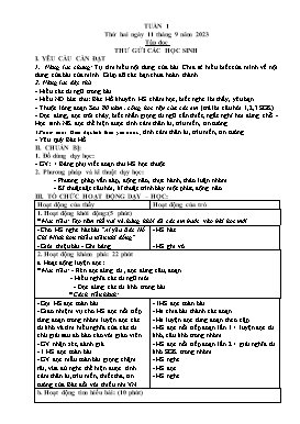 Kế hoạch bài dạy Lớp 5 - Tuần 1 - Năm học 2023-2024 - Nguyễn Thị Thanh Chương