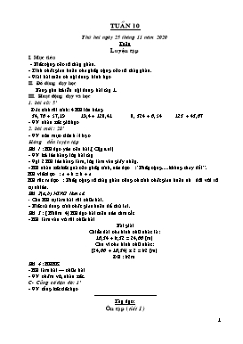Kế hoạch bài dạy Lớp 5 - Tuần 10 - Năm học 2020-2021 - Nguyễn Thị Thanh Chương