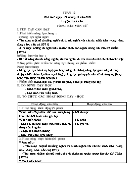 Kế hoạch bài dạy Lớp 5 - Tuần 12 - Năm học 2021-2022 - Nguyễn Thị Mai Hiên