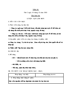 Kế hoạch bài dạy Lớp 5 - Tuần 14 - Năm học 2021-2022 - Hồ Thị Anh Đào