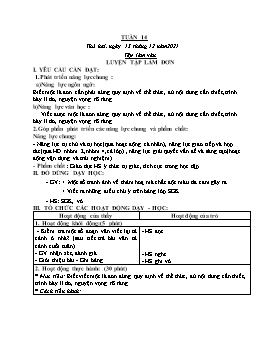 Kế hoạch bài dạy Lớp 5 - Tuần 14 - Năm học 2021-2022 - Nguyễn Thị Mai Hiên