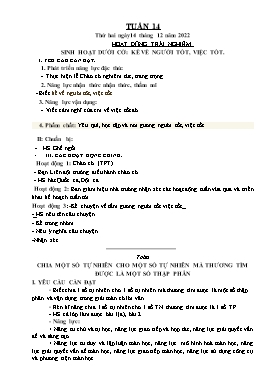 Kế hoạch bài dạy Lớp 5 - Tuần 14 - Năm học 2022-2023 - Nguyễn Thị Thanh Hoàn