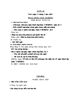 Kế hoạch bài dạy Lớp 5 - Tuần 26 - Năm học 2022-2023 - Nguyễn Thị Thanh Hoàn
